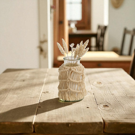 Boho Macrame Glass Vases - Set of 2