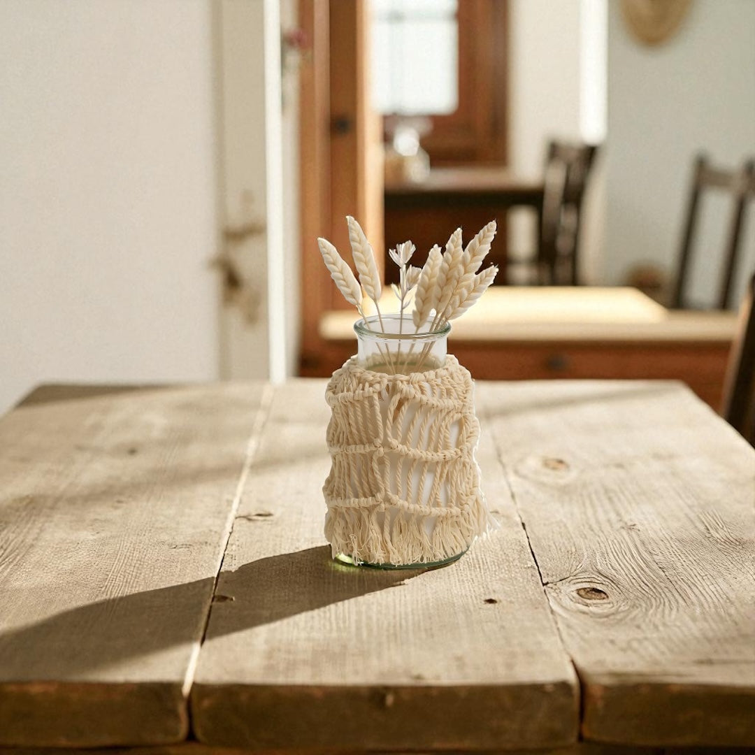 Boho Macrame Glass Vases - Set of 2