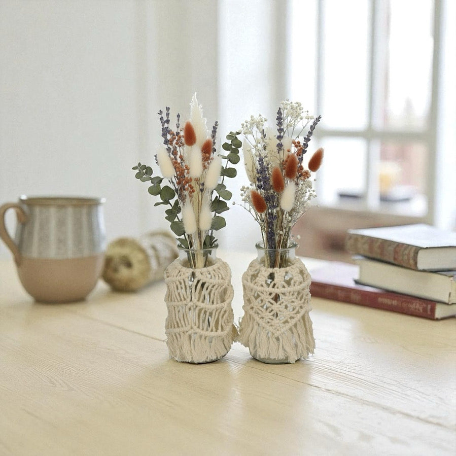 Boho Macrame Glass Vases - Set of 2